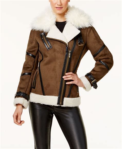 michael kors tan faux leather jacket|Michael Kors leather jacket women's.